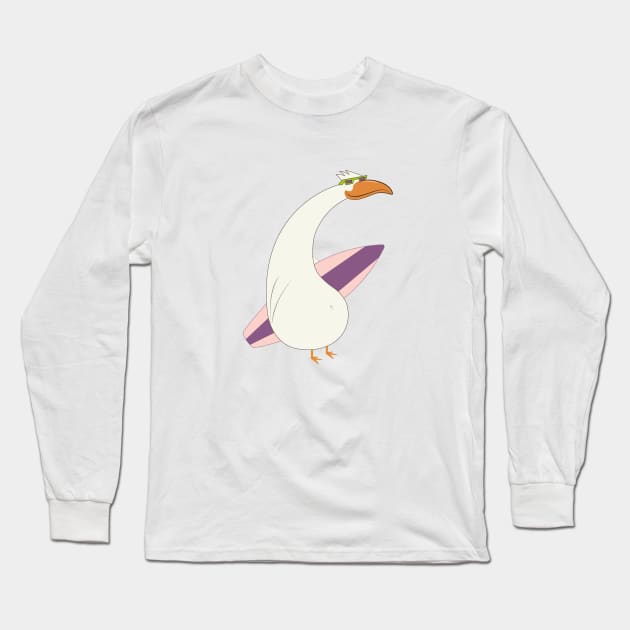 Surfing Bird Long Sleeve T-Shirt by China Jones